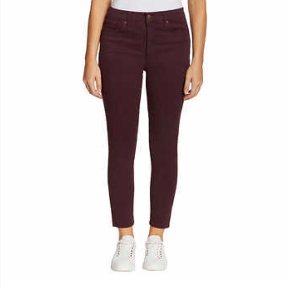 Jessica Simpson High Rise Ankle Jeans Maroon Red Denim Straight Leg Pants NEW